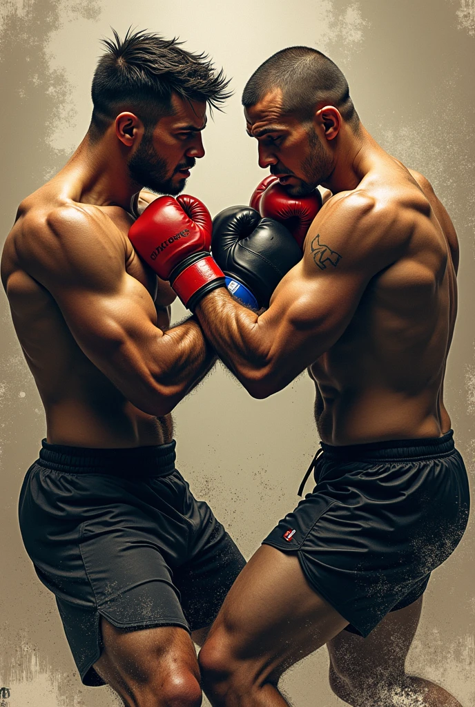 Karate fighter kissing muay thai fighter