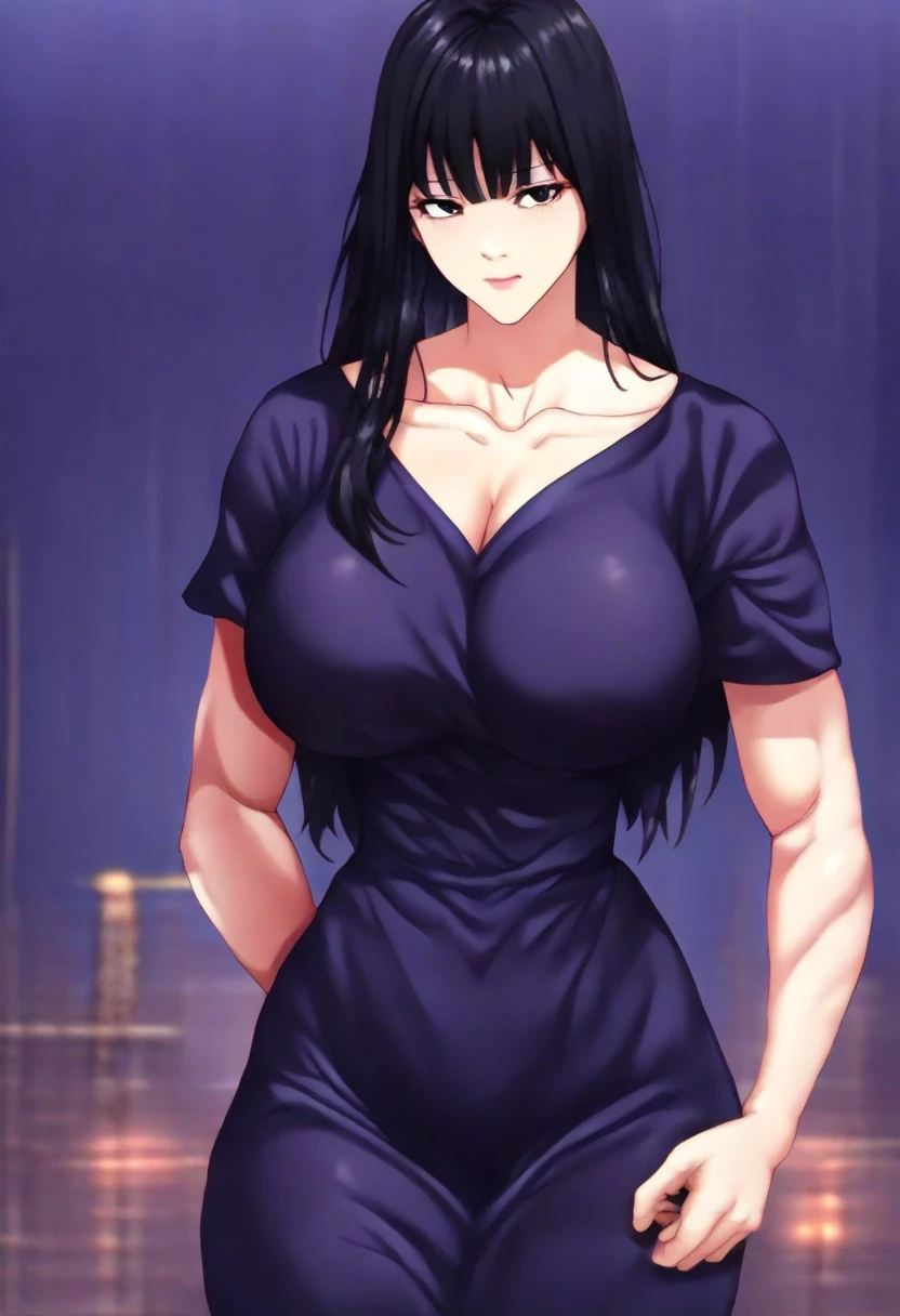 nicorob, slicked back hair, large breasts, mature