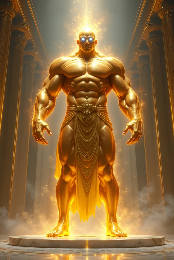 Buddha-like man, ancient god々A heavenly world of shining gold, facing forward