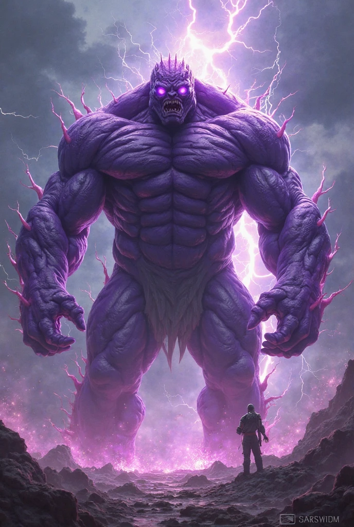 Draw a fusion between Venom and King Kong。High proportion of Frieza。Super Saiyan、Purple