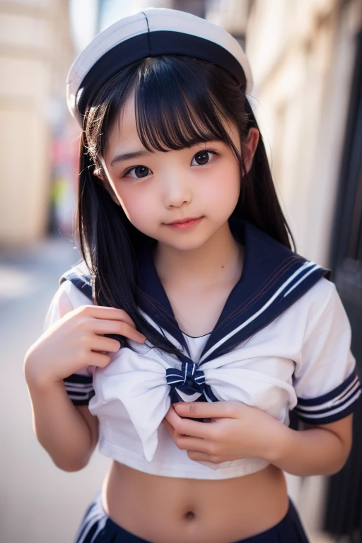 nsfw, whole body, Young woman, Sailor suit, Primary school students, Twin tails, Children's pants,