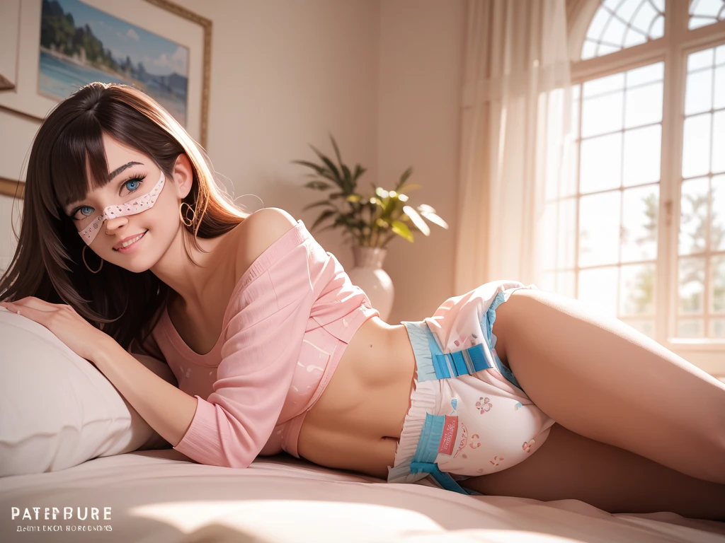 The beauty of the C cup spreads her legs to reveal her panties
