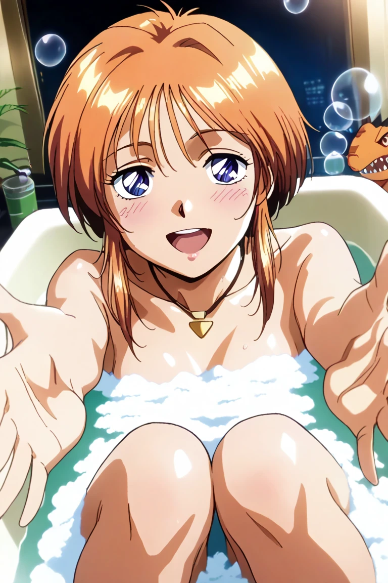 ((NSFW:1.3)),(Textured skin, Anatomically correct, Super Detail, high details, High quality, hight resolution, Best Quality, 1080p,4K:1.3),(One-person viewpoint, looking at viewer, subjective:1.5),
((Nobara Kugisak:1.6)),
(onsen:1.4),
((One woman, solo, 1 girl:2.0)),
((high school students, 16 year old:1.5)),(large breasts:1.5),(short cut hair, Orange hair:1.5),(light brown eyes:1.5)
(inviting you to have sex),
((hand between legs:1.6)),
(front view:1.5),(pov:1.5),(looking at viewer:1.5)
(naked, nude:1.5),
(wet (moist) body:1.4)
nsfw,(enraptured face:1.4),(naughty expression:1.2),(orgasm smile:1.5),seductive smile, excited smile,
(blush, face blush, blushing:1.3),(angry:1.3)
(vulgarity:1.5),(fucked silly:1.1),(orgasm:2.0),
(vivid pussy, high quality vagina:1.1), (dripping love juice:1.3),