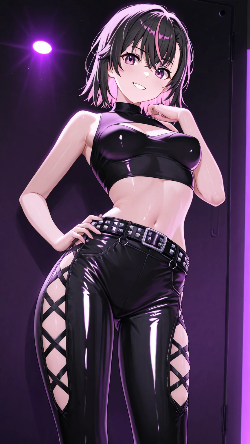 Dynamic poses, ultra detail, large breast, top quality, masterpiece, top quality, jewellery, elegant, blush, turtleneck crop top, navel, six pack, body goals:1.5, hair ornament, full body shot，（Very detailed CG unity 8K wallpaper），best qualtiy，cinematic lighting，beatiful detailed eyes，Bright pupil，Redlip（Very fine and beautiful），（Beautiful and detailed eye description），ultra - detailed，masterpiece，）, exposed cleavage, tight skirt, short skirt, stocking:1.5, handsock:1.2, bare shoulder, tight ass, showing ass, multiple angles, multiple views, black clothes, multiple poses, bent over