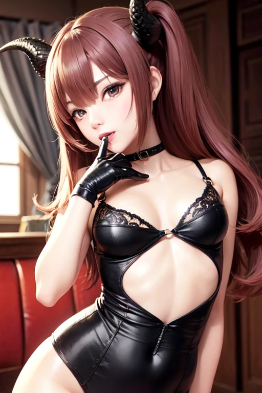 Highest quality、A neat and beautiful face、((Large Breasts:1.2))、Full body photo、((Sweaty 1.5))、((Shiny skin 1.4))、Beautiful lighting、Natural Lip、Red Hair、((Large Breastsの谷間が見える))、((Sexy black and purple bunny suit))、((Bunny ears headband、A bow tie))、Bunny girl、Gorgeous Accessories、Knee-high socks、Cute Smile、Dark Background、Thighs