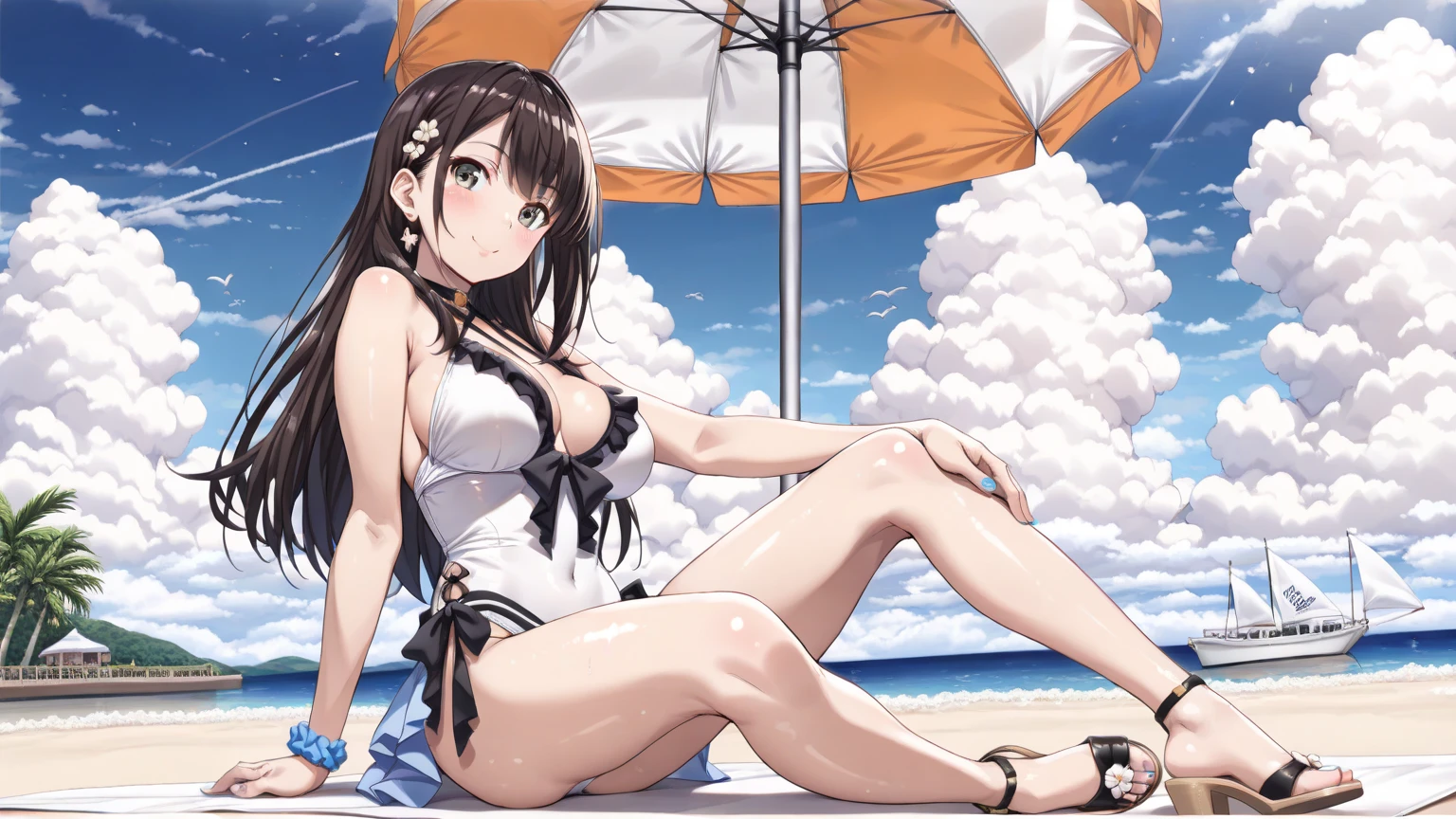 Girls in sexy bikini tied hair open legs