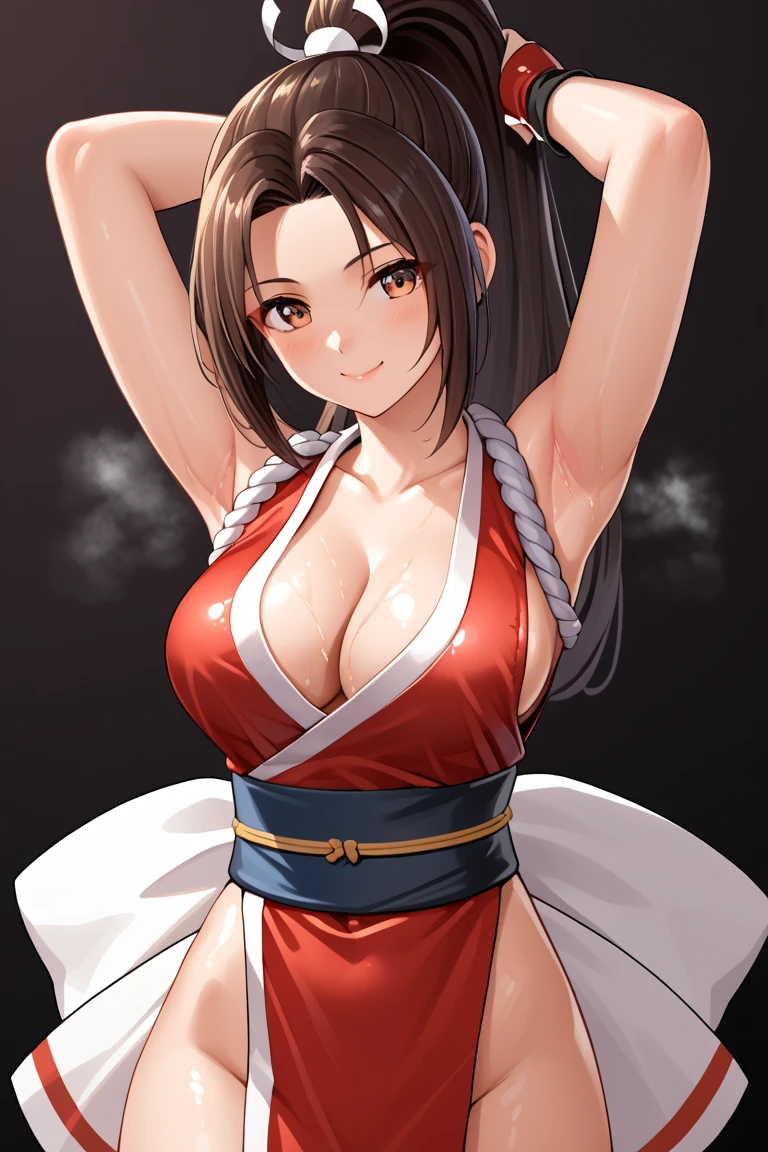 ((8K)), ((32k)), ((Highest quality)), ((masterpiece)), ((超High resolution)), ((Tmasterpiece)), (((head shot:1.6)))、((8K)), ((32k)), ((Highest quality)), ((masterpiece)), ((超High resolution)), Fine skin、女性1 person、pink sexy dresses、((Mai Shiranui:1.2)), Expose your shoulders、Brown Hair, Brown eyes, Long and high ponytail, hair band,  1 person、Captivating smile, 25 years old, Japanese Mature, beautiful指, beautiful長い脚, beautiful体, beautiful鼻, beautifulキャラクターデザイン, Perfect Eyes, Perfect Face, jewelry, hair ornaments, king of fighters,((Large Handheld Fan:1.6))、
(Tabletop, Highest qualityの, Highest quality, beautifully、beautiful: 1.2), Very detailed, More detailed,適切な体のProfessionalポーション,Tabletop,Ultra-high quality output images,High resolution,Intricate details,Very delicate and beautiful hair,Realistic photos,dream-like,Professionalの照明,Realistic Shadows,Focus Only,
(Big Breasts:1.2,) , フローティングスカートFine skinの質感, High quality fabric, High quality metallic texture、((Beautiful and dense face))、RAW Photos、Professional, Ultra-fine painting, ((alone)), beautiful胸、Highest quality, Very detailed, Very detailed詳細, Finer details, so beautiful,(Five Fingers, Four fingers and thumb),Concept Art, Anime fantasy artwork, Detailed fantasy art,8KHigh resolution, Detailed Art, 8 Slim legs, Defined, Defined fingers