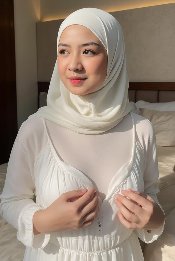56 years Old, Hijab Indonesian mature woman, Huge Mature Tits : 48.9, Gamis, white skin like porcelain, Curvy body, Daytime
