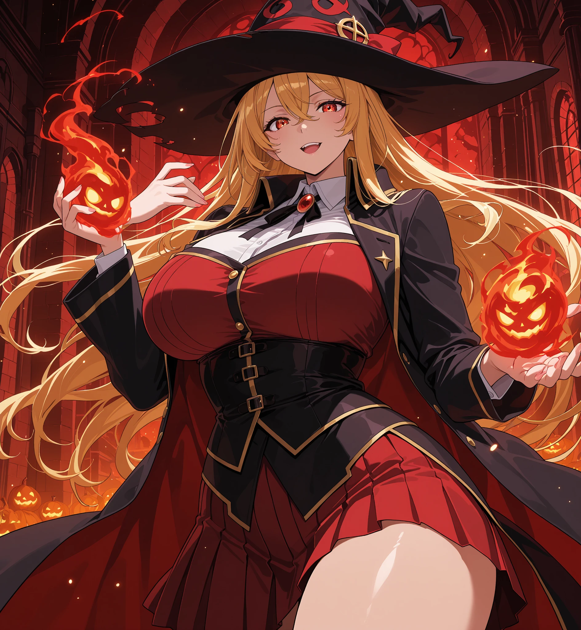 1 mature female,25yo,cleavage,(female wizard surrounded and attacked by multiple goblins during a battle),(Heinous estrus goblin),(red blush,crying),((torn gorgeous wizard dress:1.2)),(attacking magic,fire ball),dynamic pose,dynamic angle,no panties,(from below:1.2)