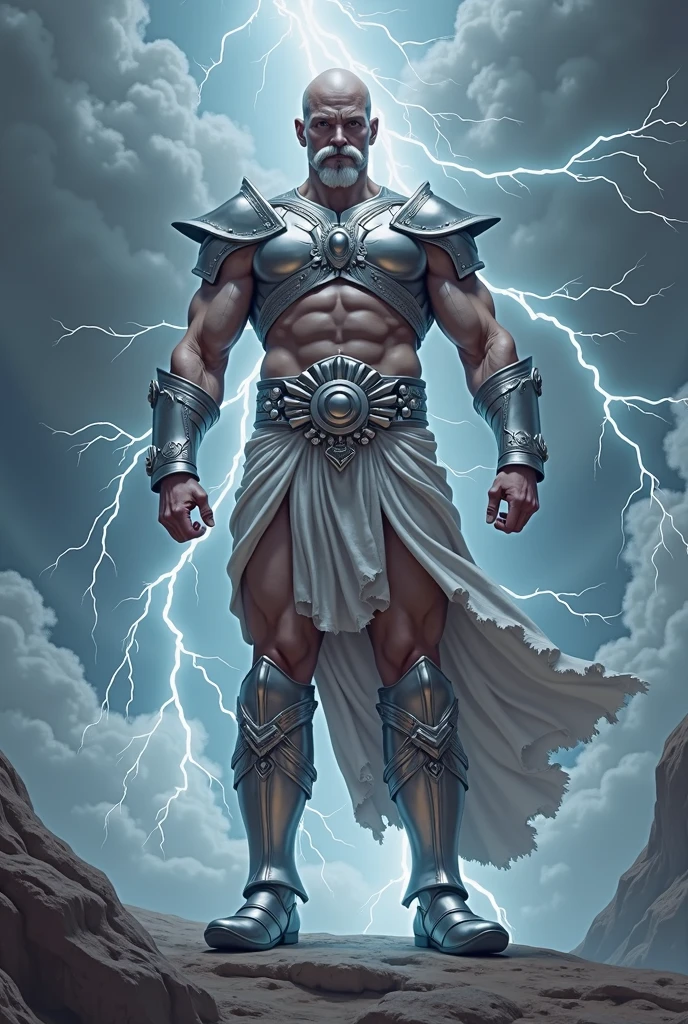 Zeus, Muscular, tall, bearded, thunderbolt, crown, toga, sandals, regal, commanding, divine, dynamic,dramatic,cinematic,highly detailed,4k,realistic,photorealistic,professional lighting,chiaroscuro,dark,gritty,grunge,powerful,intense,epic