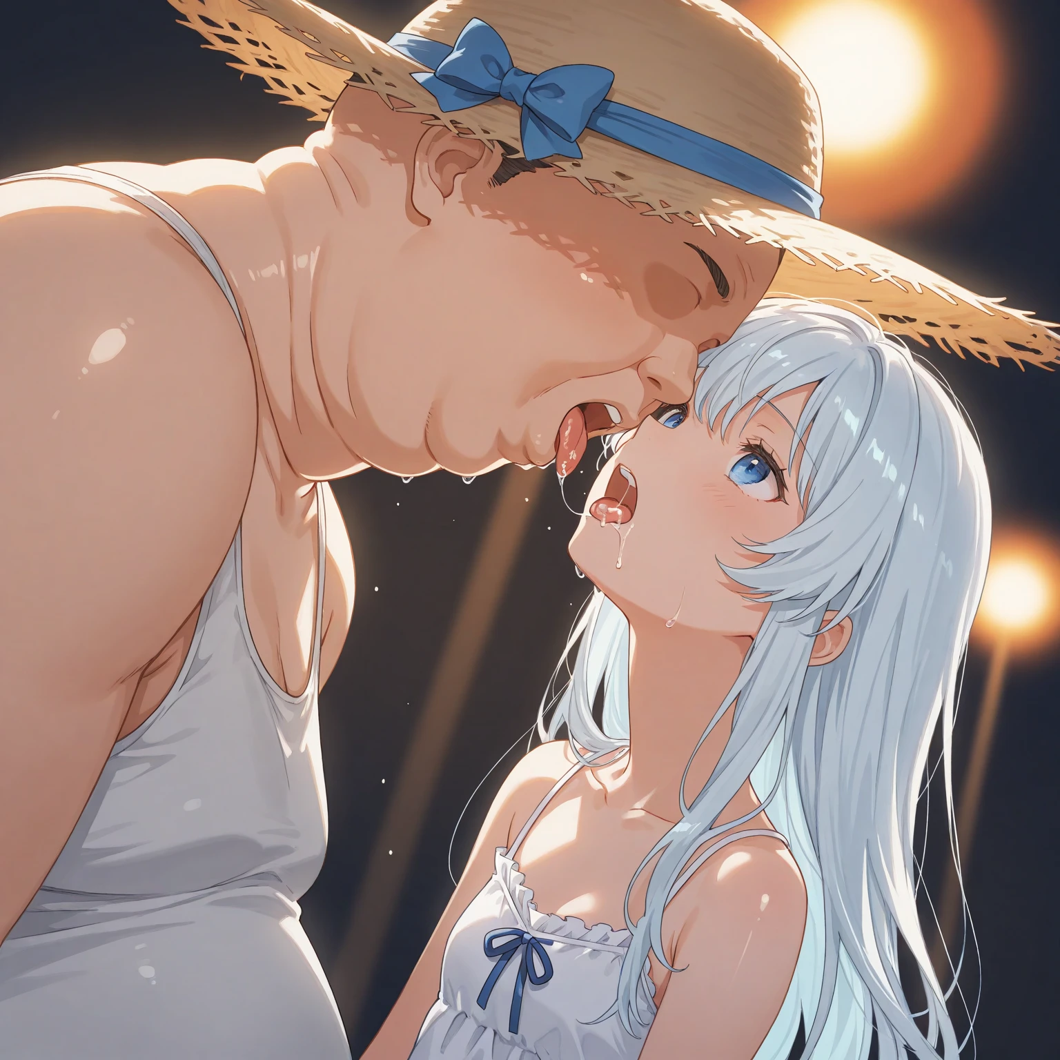 {perfect anatomy},((beautiful face:1.5)),((Pregnant: 0.8)), ((( french kiss, 1 girl, 1homeless old man, hetero,kiss, french kiss, tongue kiss, closed my eyes:1.5))),stars and stripes bikini,(masterpiece, best quality, illustration, delicate details, 8K:1.3), (studio light, best shadow, picturesque, styleadder),
BREAK, (sharp eyeliner, (symmetric eyes, perfect eyes, detailed eyes), finely detailed beautiful face, perfect anatomy),
BREAK, nice hands, perfect hands, hand by Guido Daniele,
BREAK, 1girl, solo,
BREAK, FletcherMKIIBikiniKC, (blue) bikini, (sailor collar) bandeau, (hibiscus) hair flower, (blue) hairband, navel, thigh strap, collarbone,
BREAK