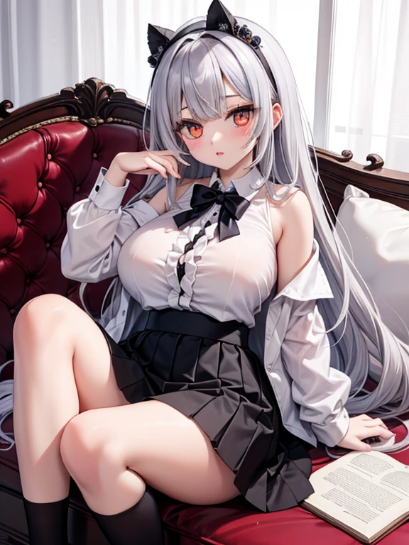 photorealisim、top-quality、超A high resolution、a picture、Exquisitely beautiful photos of Scandinavian-born women、Extraordinary beauty、Highlights of cheek luster、perfectbody、Biologically accurate、Detailed cute and beautiful face、(pureerosface_v1:0.008)、Beautiful bangs、Glowing white shiny skin、Bangs between the eyes、shiny and beautiful hair、Silky hair、finer hair、High-definition eyes、Beautiful, Bright and clear, Big eyes shine charmingly、eye liner、Double eyelids、Full body like、dismay、red blush、embarrassed from、glares、 shiny little necklace and earrings, shiny lips: 1.4,  humiliated、impatience、dismay、（Frightened:1.8）、glares、Soft breasts、cleavage of the breast、hiding chest with hands、hide crotch with hands、lift up one's skirt、red blush、embarrassed from、I see underwear、Open knees、open one's legs、Masturbation behavior、Disheveled clothes、Dressing、White blouses、Stockings、Wearing sweat、Neat and clean woman,22 years old, 1 persons、（Dark blue suit: 1.8),（tight skirts:1.8）、Masturbation behavior、sexual excitement、a large amount of white mucus、Wavy Hair, bangs flowing diagonally, Medium Hair,、a blond、White-silver hair、Brown hair、Blue-gray eyes、 In the hotel in the middle of the night, Sit on the bed、