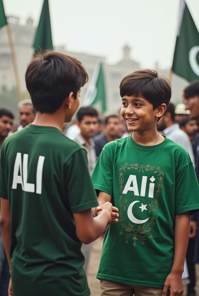 Differen bw Pakistan kids poor and rich kids wth her hand sty Pakistan flag