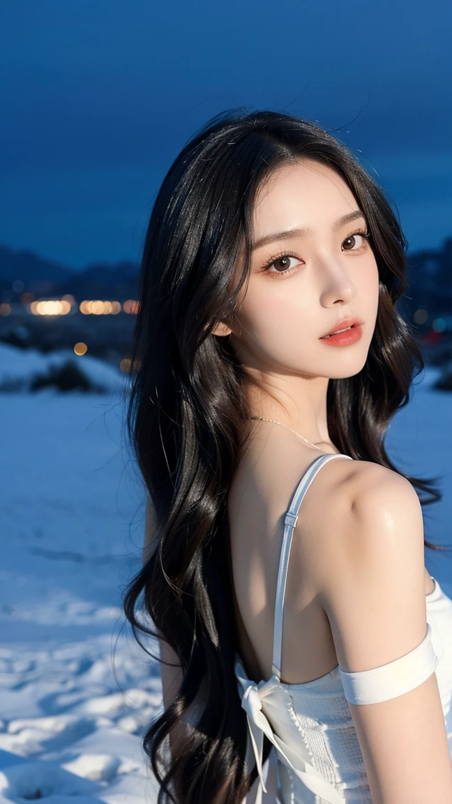 masterpiece、Highest quality、Snow Woman、Snow Woman、Very cold、Gorgeous body、Attractive pose、Ultra-high resolution..A face with attention to detail、Simple clothing、信じられないほどBeautiful Skin、Incredibly beautiful face、Gorgeous body、The joy of glory、Beautiful Skin、The beauty of the supermodel、emphasis、Toned body、Toned lower body、Snowstorm、