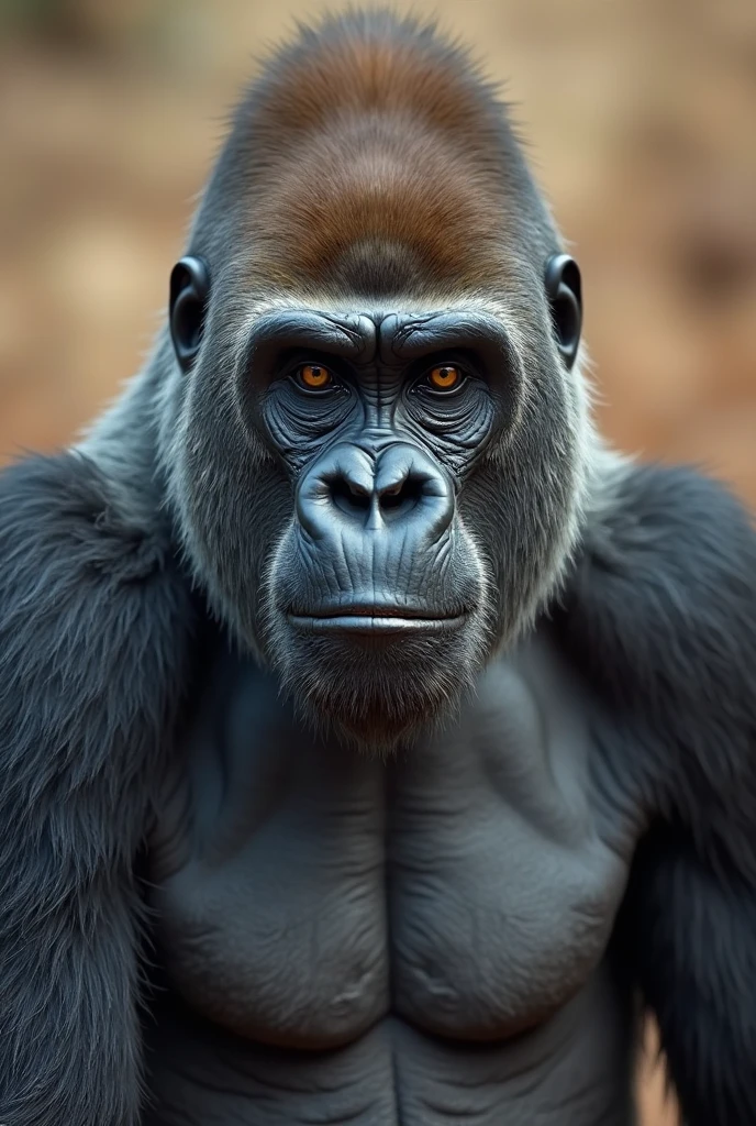 gorilla、human、Merge、humanより、Real、The facial hair is thin、The body hair is thick