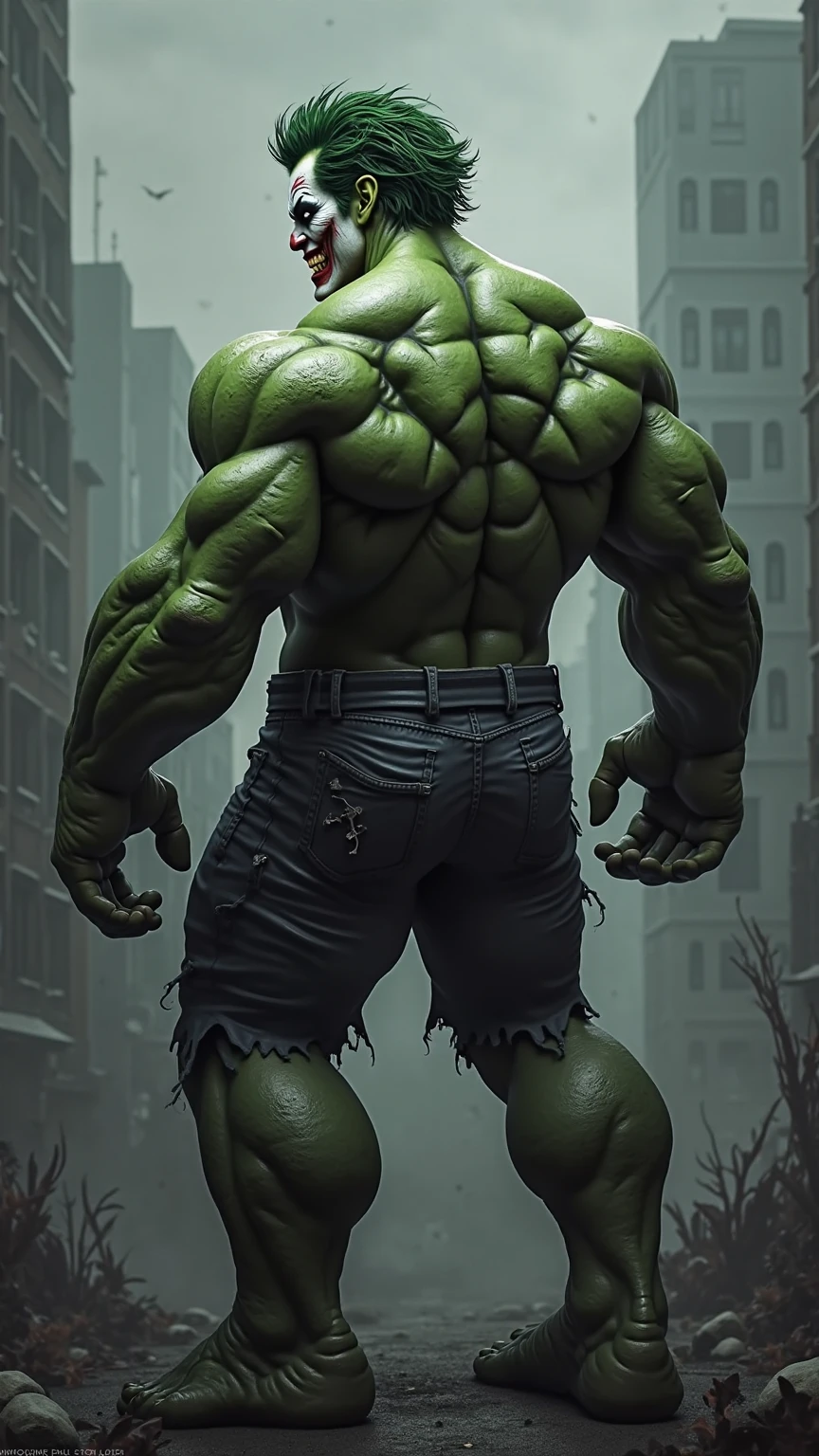 Can you make an image of NAKED hulk backwards to the camera, wh