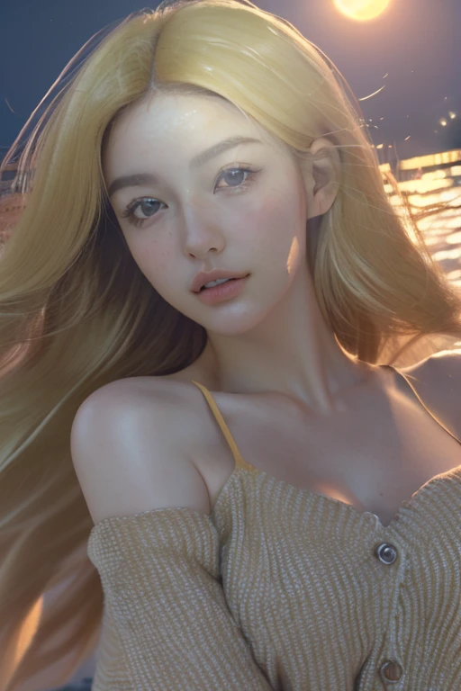 top-quality、A Girl on a Desolate Land、starrysky、Tattered Dress、a blond、Reaching out pose、sad Facial expression