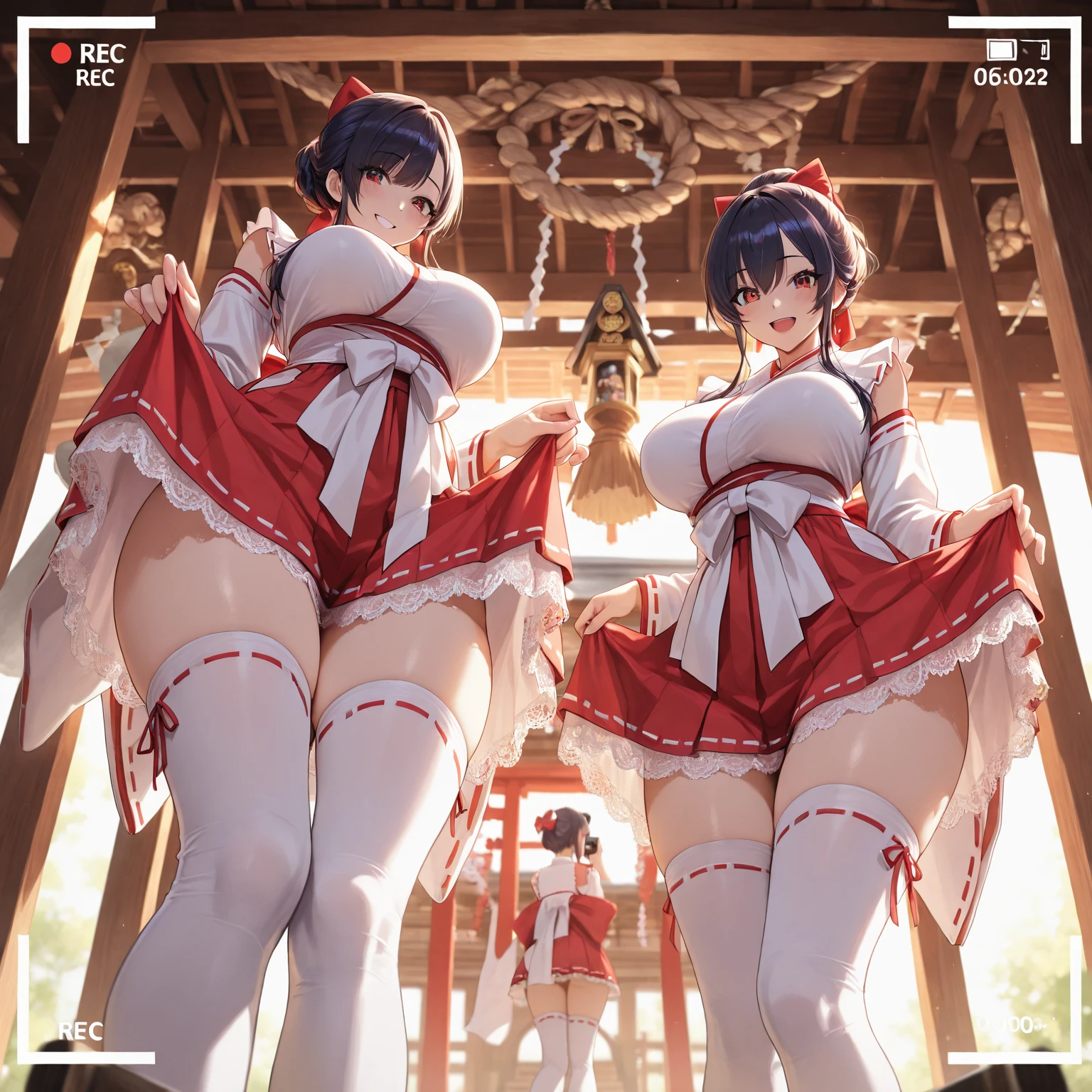 (NSFW:-0.98) . White and Red, (Dazzling colorful light pours down:1.2), (Ultra-detailed1.35), (((Masterpiece:1.2) of professional Analogue photo with Hasselblad)), (((photo-realistic:1.37))), (((Acutance:0.85))), { from below | from side | Dynamic-angle } . ((A group photo of many KAWAII girls in (school uniform) with visible Overflowing Cleavage) and Navel without bra) . (((Extremely detailed KAWAII face variations)) with joyful expressions), { Detailed natural eyes with sparkling highlights and long eyelashes | Rosy cheeks | Navel | (pretty Ass) | (Overflowing underboob) | Oiled ivory skin Details | White panties with (blood seeping only in crotch area) | ((full of Flowers covering girl's body:1.15)) | (((Dazzling colorful stained glass with stunning elaborate details:1.2))) | Mystic sight | A Halo ling in the air | God rays | Haze | Lens flare | Luminescent particles | Kissing face to face } . (Exposed:0.8), (((Nipple:-0.9))) .