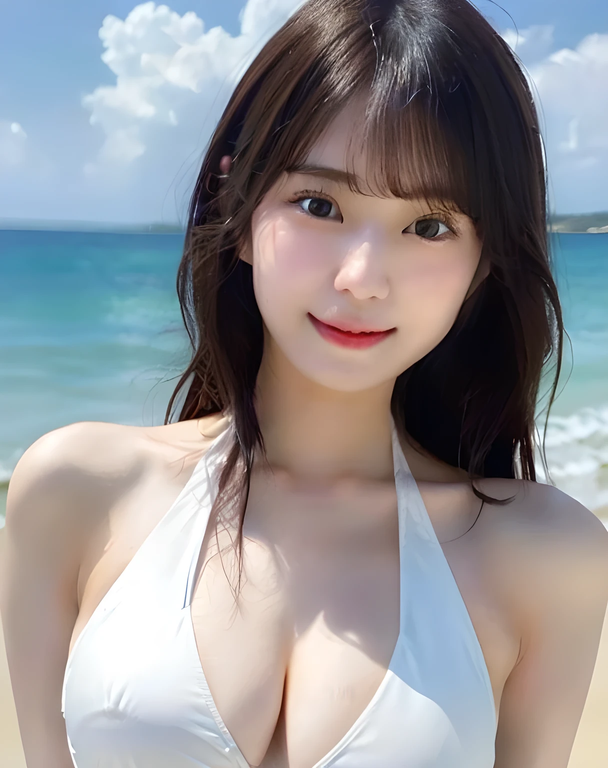 NSFW,(lare breasts:1.2), (standing nipple:1.2),Sexy black underwear woman、breasts are exposed、 NSFW,(lare breasts:1.2), (standing nipple:1.2)、(Standing on the beach:1.1, Holding up both hands:1.2), (sea the background of:1.2), shaggy underwear、Japan Person Model、Young Sensual Gravure Idol、Young cute gravure idol、Realistic Young Gravure Idol、Realistic sensual gravure idol、Young gravure idols、sophisticated gravure idol、Yoshitomo Nara、Young skinny gravure idol、beautifull asian girl ever、cleavage of the breast、((top-quality、8K、​masterpiece:1.3))、1girl in、A smile、full body Esbian、Pretty women、(dark brown  hair)、hyperdetailed face、A detailed eye、double eyelid、blured background、Slim Faces、takeout、a street、mix4、(4K、RAW Photos、top-quality、masters:1.2)、(reallistic、Photorealsitic:1.37)、cute little