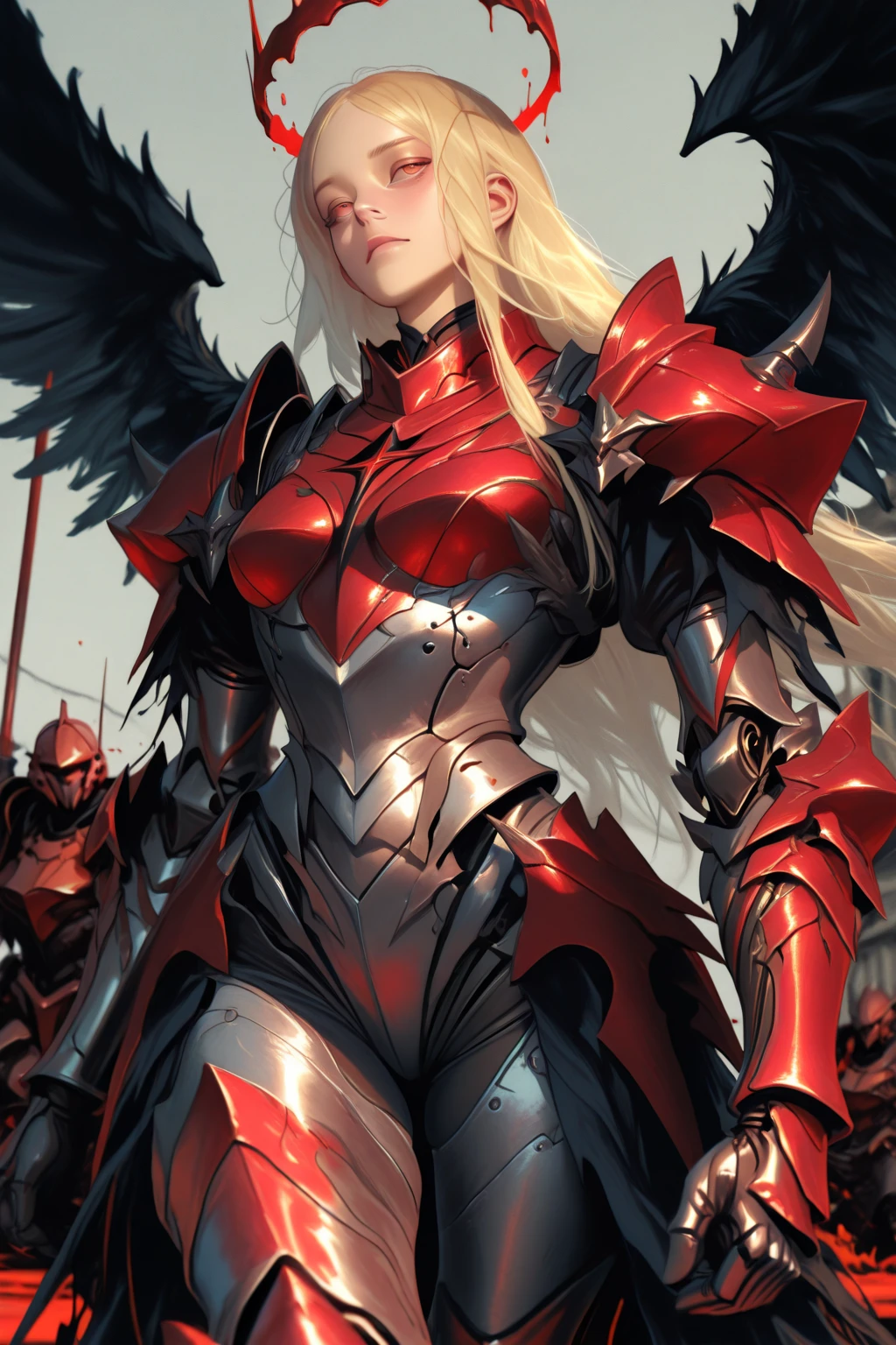 <lora:Panther, Ann Takamaki - Persona 5:0.8>, dspanther, Persona5, AnnTakamaki, 1girl, blonde hair, twintails, blue eyes, red latex bodysuit, BREAK, <lora:Adepta Sororitas, the Daughters of the Emperor - 40K:0.5> ADEPTA SORORITAS, (MECHANICAL WINGS:1.15), (power armor:1.15), fleur de lis, <lora:Saint Celestine, The Living Saint - 40K:0.35> iron halo, wings, sword, chain, BREAK, <lora:UnlimitedBladeWorks1.6:0.6> holding weapon, (whip, holding whip:1.15), warhammer 40k, masterpiece, best quality, extremely detailed, highly quality, 4k, sharp focus, professional, sharp focus, award winning, cinematic lighting, octane render, unreal engine, volumetrics dtx, Wallpaper,