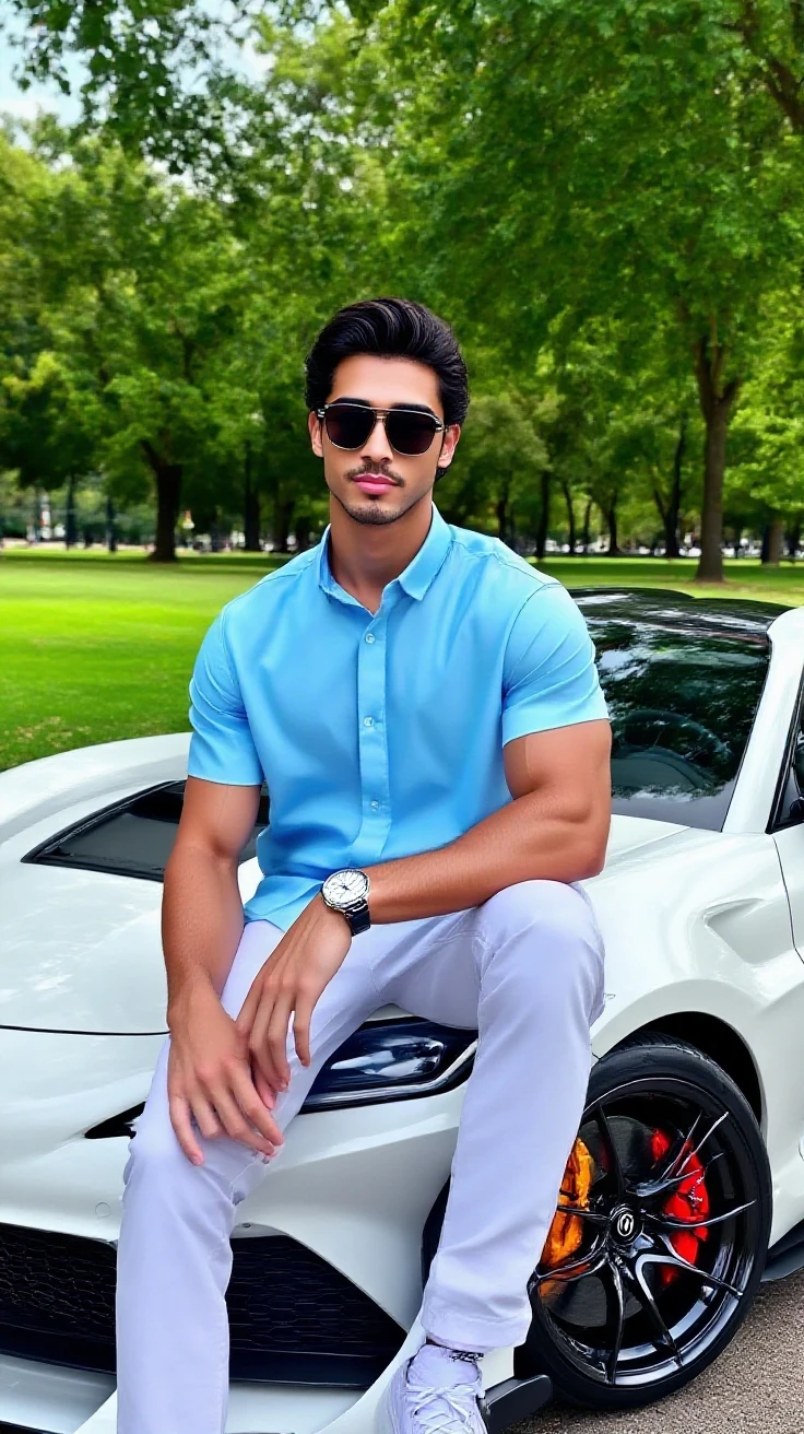 Gravure actor、Chic and casual clothing、Delicate face、good looking、Her hair color is brown.、Brown eyes、Live-action shooting style、High resolution 8k、Bright smile、Like a model、Miami Vice actor、Downtown Dubai、A perfect good looking cool guy、good lookingboy、Perfect boy、