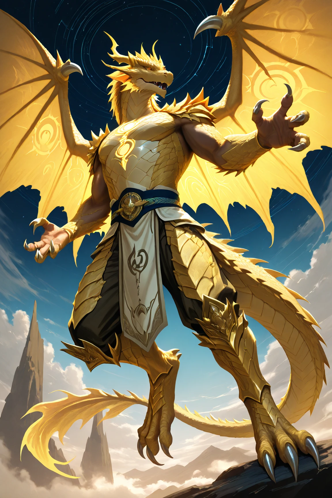 My dad is the supreme five-palm golden dragon, anime, high details, UHD