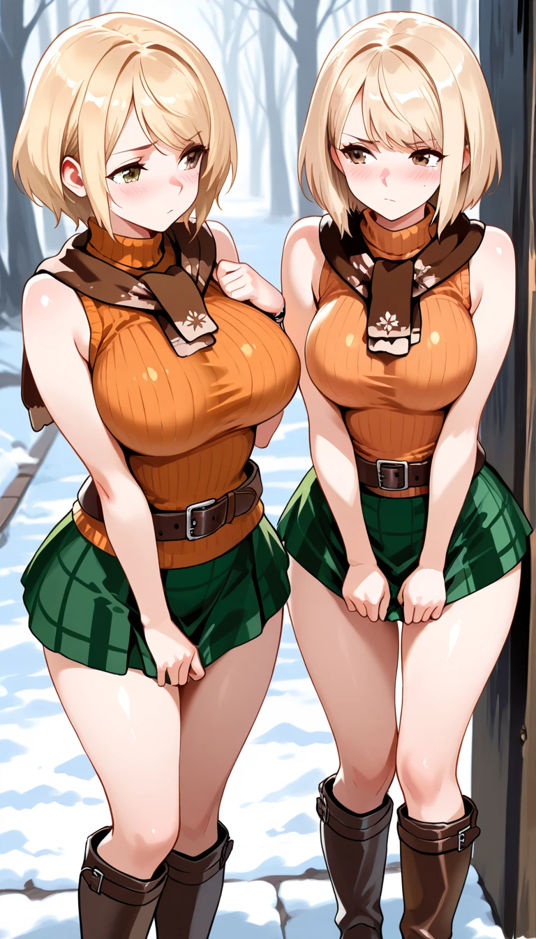 ((anime:1.35)),,((best quality)), ((highly detailed)),(((sketch:))) extremely detailed face, beautiful face,((1girl)),((solo)),(shiny skin),((full body:)),(looking at viewer), riza, brown hair, single glove, ((thighhighs,white thighhighs:1.15)) brown eyes, red shorts, jewelry, belt, hat, white headwear, necklace, yellow jacket, hair ornament, short hair, brown glove, shirt((huge breasts:1.12)),,((hanging breasts:1.25)),nsfw, (((bottomless:1.45))),((cleavage:1.15))(thick thighs:1.15),(curvy:1.05),(wide hip:1.05),((pussy:1.35)),((outdoors:1.25)),,,((park:1.5)),((standing:1.35)),,((nose blush:)),(happy:1.15)bad mood,(closed mouth),BREAK ((brown boots)),((thigh boots:1.35)),,hand on hip,(from above)