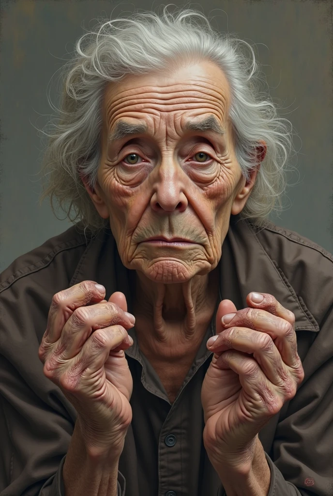Woman with arthritis in her hands, Your fingers are slightly deformed. dolores