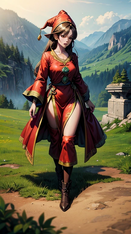 sehele style, <lora:sehele:0.4>, (anime screencap), jeldan, (((a woman in a red outfit and a hat standing))), (black hair), (yellow eyes), 8k, Unreal Engine 5, octane render, by kyun, gamang, Yoon Gon-Ji, g.ho, gosonjak, shuroop, serious, domi, noah smooth soft skin, big dreamy eyes, beautiful intricate colored hair, anime wide eyes, soft lighting, concept art, digital painting, detailed face, <lora:jeldan:0.4>