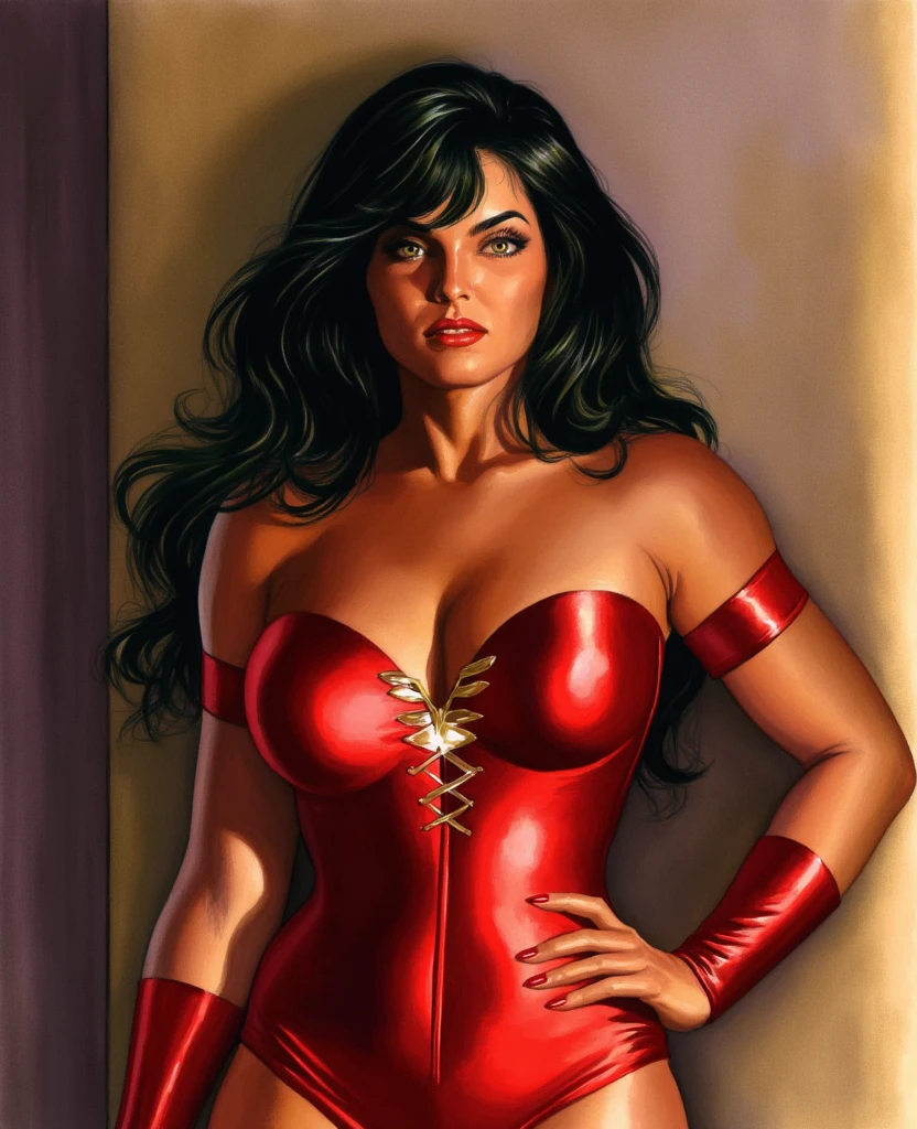 sassy style, ([Raquel Welch|eva sedona|sophie ellis bextor]:0.9) standing, , 
[cartoon, drawing, anime :realistic, real life, hyper realistic:0.25],topless,edg bodytape,
, symmetrical face, big breasts, , sturdy,
As Female Amon Goeth, dutch golden age, As Wanda Maximoff/Scarlet Witch,
best quality, , detailed,
