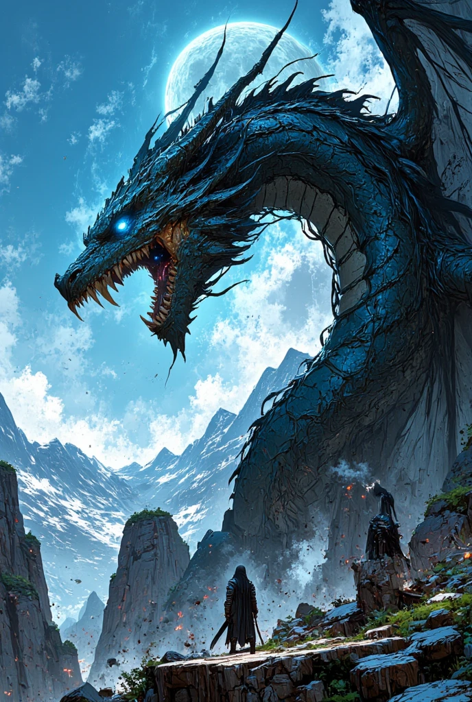 Dragon、huge、green、scale、Sharp Fangs、river、