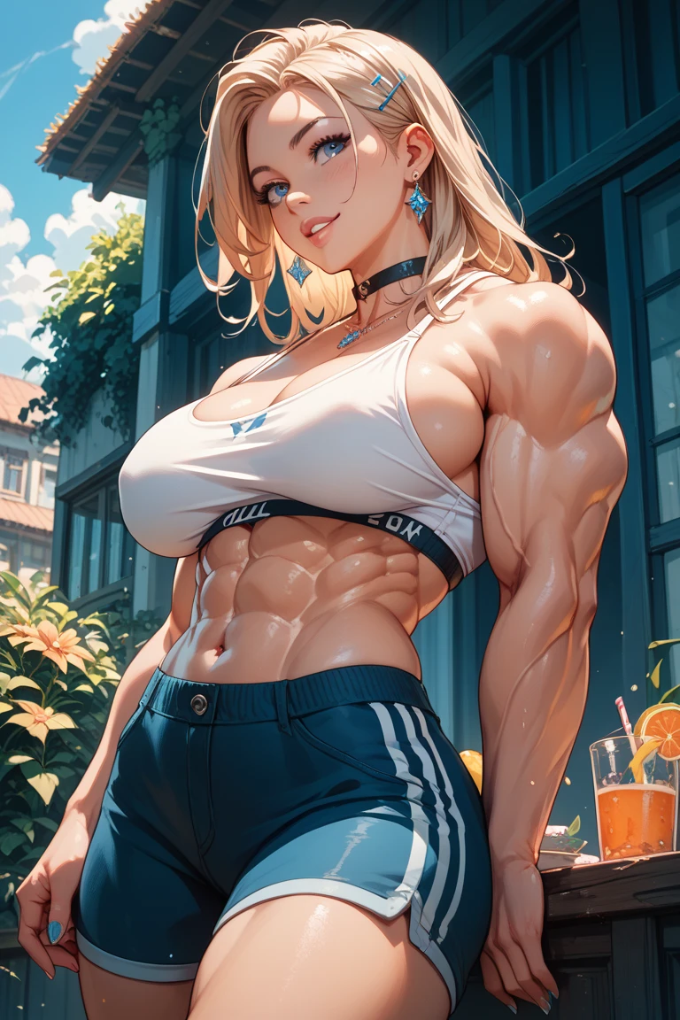 (((((Massive Female Bodybuilder))))), , ,
((((Muscular Quadriceps)))), , ,
((((Huge breasts)))), , ,
1, , ((obra-prima)), ((melhor qualidade)), (ultra-detalhado), ((sexy)), ((extremamente detalhado)), 4K, (8K), melhor qualidade, (bonito), foco de corpo inteir (((Cammy))), Cammy branco, Cammy de street fighter 6, ((1girl)), ((cicatriz do rosto do lado esquerdo)), ((mulheres maduras)), umbigo aberto, midriff, ((cidade medieval)), deserto, morning, (((dark grey sports bra))), ((belos olhos azuis)), ((jaqueta azul)), belo cabelo brilhante, , corpo musculoso, gargantilha, abdominais, empinando a bunda, alto contraste, (8K UHD: 1.2), (fotorrealista: 1.2), (obra-prima: 1.4), (melhor qualidade: 1.4), papel de parede extremamente detalhado, highly detailed illustrations, ((1 )) , (detalhes supercomplexos) , 4K unificado, (obra-prima: 1.2), (melhor qualidade: 1.2), (1mulher), (obra-prima), 1girl, foco solo, uma imagem de trilha como a garota de terno azul. Make the suit and bright orange and black color so that the muscles will show great.,(fisiculturista:1.9)),((parte superior do corpo)),((pernas musculares)),((latex)),((coberto)),((corpo grande:1.5)). ((muscular:1.5))