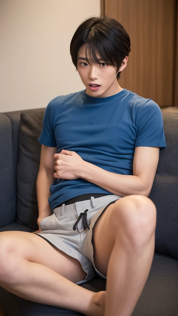 male Age 24 underwear bed smile handsome