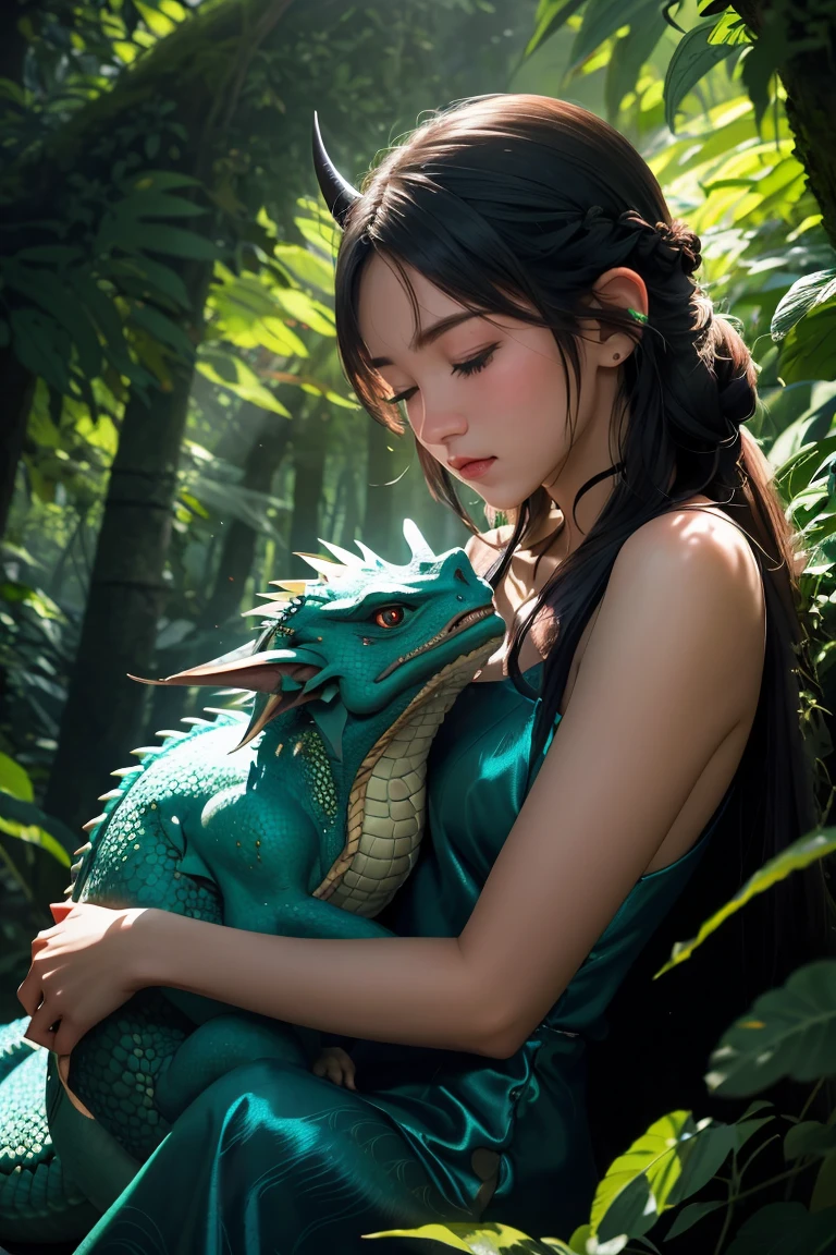 baby dragon in a girls lap