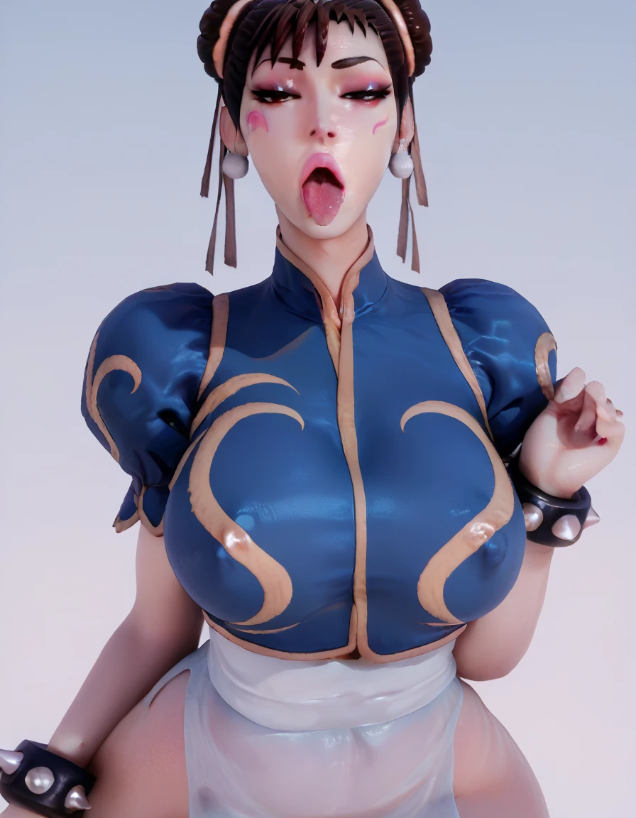solo, master piece, best quality, ultla detailed, photo  realistic, NSFW, gore, violence, standing by wooden pole, iron collar,(arms_behind_your_back), tied arms, Chun-li, sf2 chun, hair buns, covered buns, chinese dress, qipao, blue outfit, puffy sleeves, brown pantyhose, white belt, (torn:1.3), black hair, large sagging breast, thick legs, teardrop, BREAK, frightened, injury, (many wounds and laceration on body and face:1.2), blood splattered on face, (((swollen forehead and cheek:1.1))), ((bruised on face:1.2)), (((eye swollen almost shut:1.3))), drooling, vomit, prison, cinematic lighting,