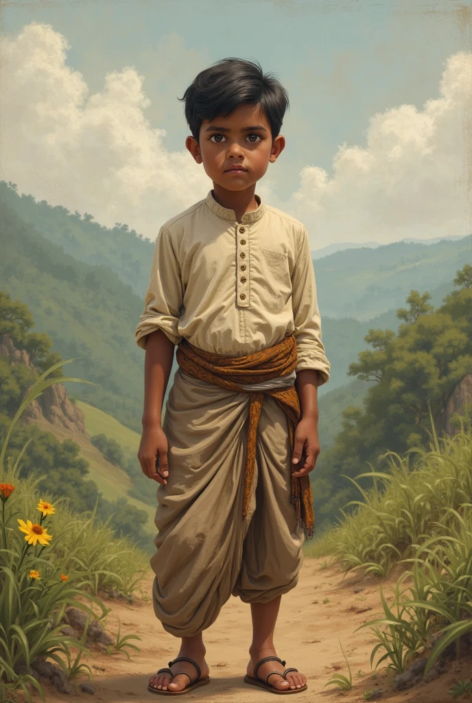 ??? Ali with a bright, kind face. He is shown sitting calmly, possibly in a peaceful setting like a simple home or a mosque, his posture reflecting obedience and serenity.