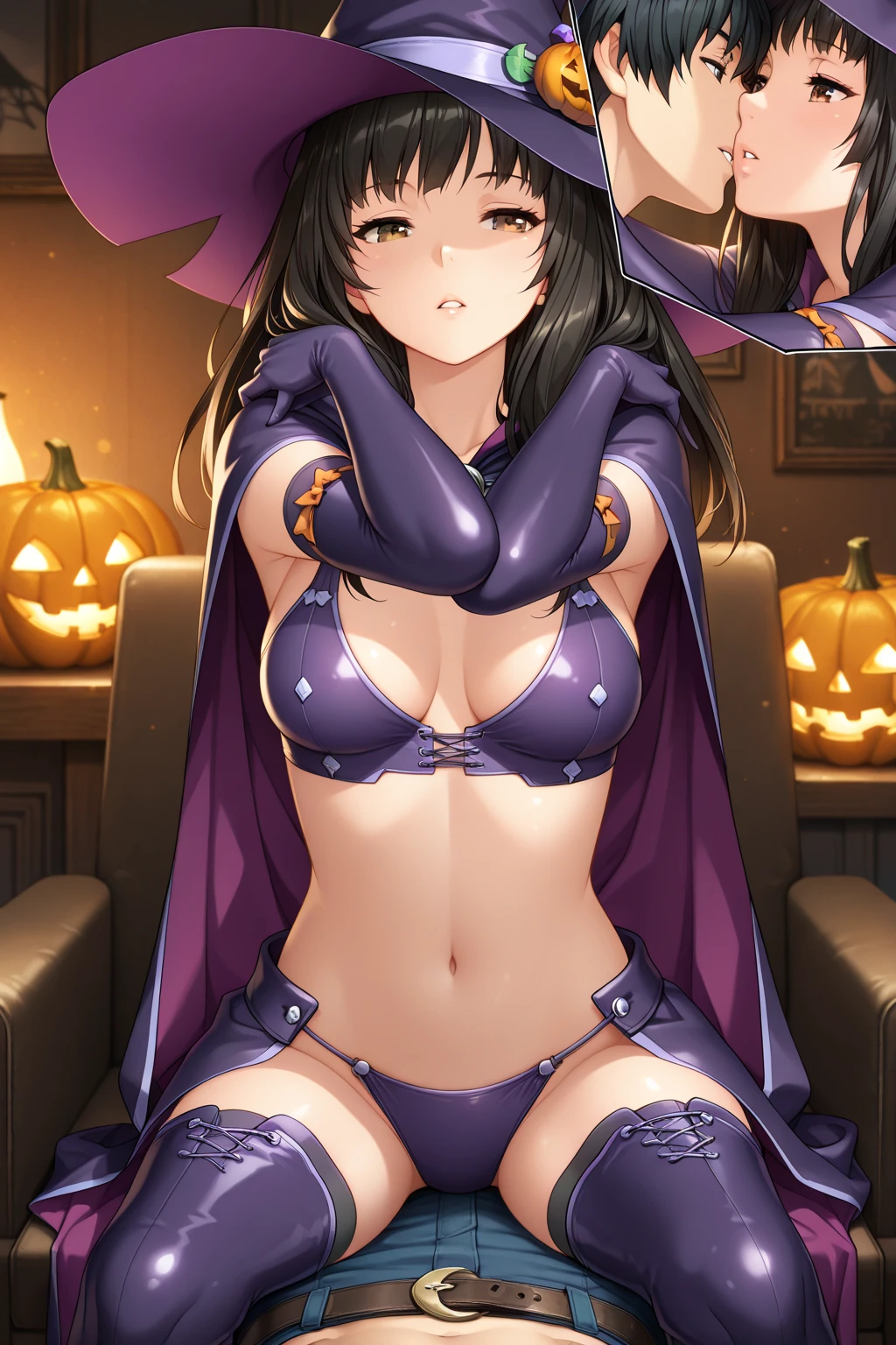 Highest quality Highest quality Draw a face carefully High-definition anime-style face Super Glowing Skin Brown leotard Golden pantyhose Succubus lure smile Close up of the soles of the feet