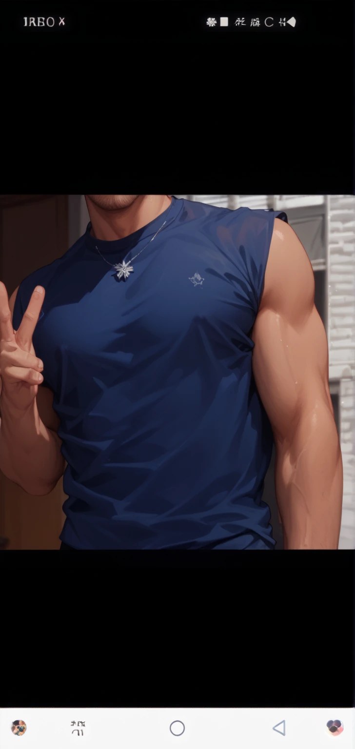 about 35 years old, with muscles with an elegant style and short black hair