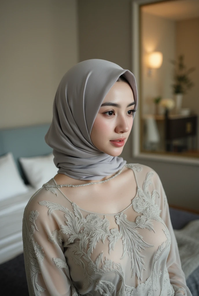 ((SLEEPING BEAUTY)), ((EYES WIDE )), ((OPEN BIG HUGE EYES)), ((FULL LACE)), Very Thin body (Wearing Bra Lingerie), (((HIJAB MALAY GIRL))), masutepiece, High quality, UHD 32K, Realistic face, Realistic skin feeling , A Malay Lady, 8 years old, , Very cute and baby-like face, (((FLAT CHEST))), (MATRIX WORLD), ((look In front  at the camera and SADNESS)), ((())), (((CUTE GIRL))), ((PEACH LIPS)), ((BROWN)), (naked undress). WEAR BRA LINGERIE, peach lace