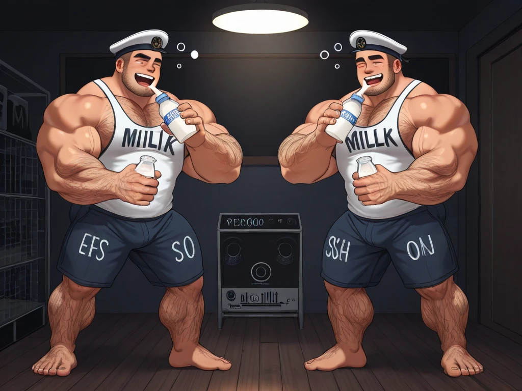 **[Scene: A Nursery, Dwayne Johnson and John Cena are both wearing oversized baby onesies and sitting in high chairs, each holding a baby bottle filled with milk.]**

**Dwayne Johnson**: (Takes a sip from the bottle and looks at Cena) You know, Cena, I didn’t expect to be chugging milk in a diaper today. But hey, whatever it takes to get these gains, right?

**John Cena**: (Grinning, also sipping from his bottle) Yeah, Rock. But who knew that getting “stronger” meant drinking milk like we’re back in kindergarten? I’m just waiting for my nap time!

**Dwayne Johnson**: (Laughs) Nap time? Forget that, man. I’m about to bench press this crib right here. But first, let me finish this... (Chugs the rest of his milk and burps loudly)

**John Cena**: (Mocking surprise) Whoa, easy there, big guy! You don’t want to scare the other babies with those grown-up burps!

**Dwayne Johnson**: (Smirking) Hey, burping is just the sound of victory, Cena. Besides, after this, I’m moving on to solid foods – mashed bananas, here I come!

**John Cena**: (Laughs and raises his bottle) I’ll toast to that! But just remember, Rock, when it’s diaper-changing time, you’re on your own. 

**Dwayne Johnson**: (Grins) Deal. But until then, let’s see who can finish this milk first – loser has to take the next nap! 

**[Both start chugging their bottles, laughing the whole time.]** And age 1 Year 