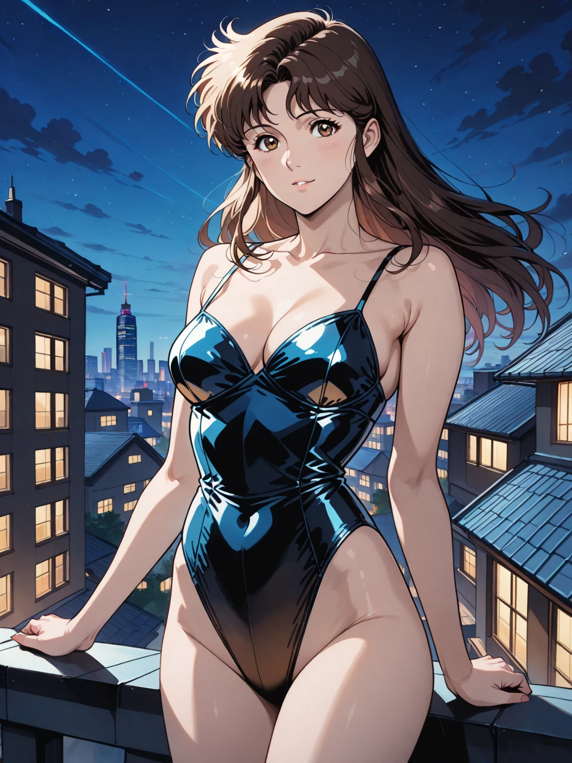 1 girl, ( (Digital) (8k ), medium breasts, (frilled swimsuit, thighhighs, detached sleeves)) , highest quality, marierose,1 girl,,,(Inside the futuristic base:1.2)