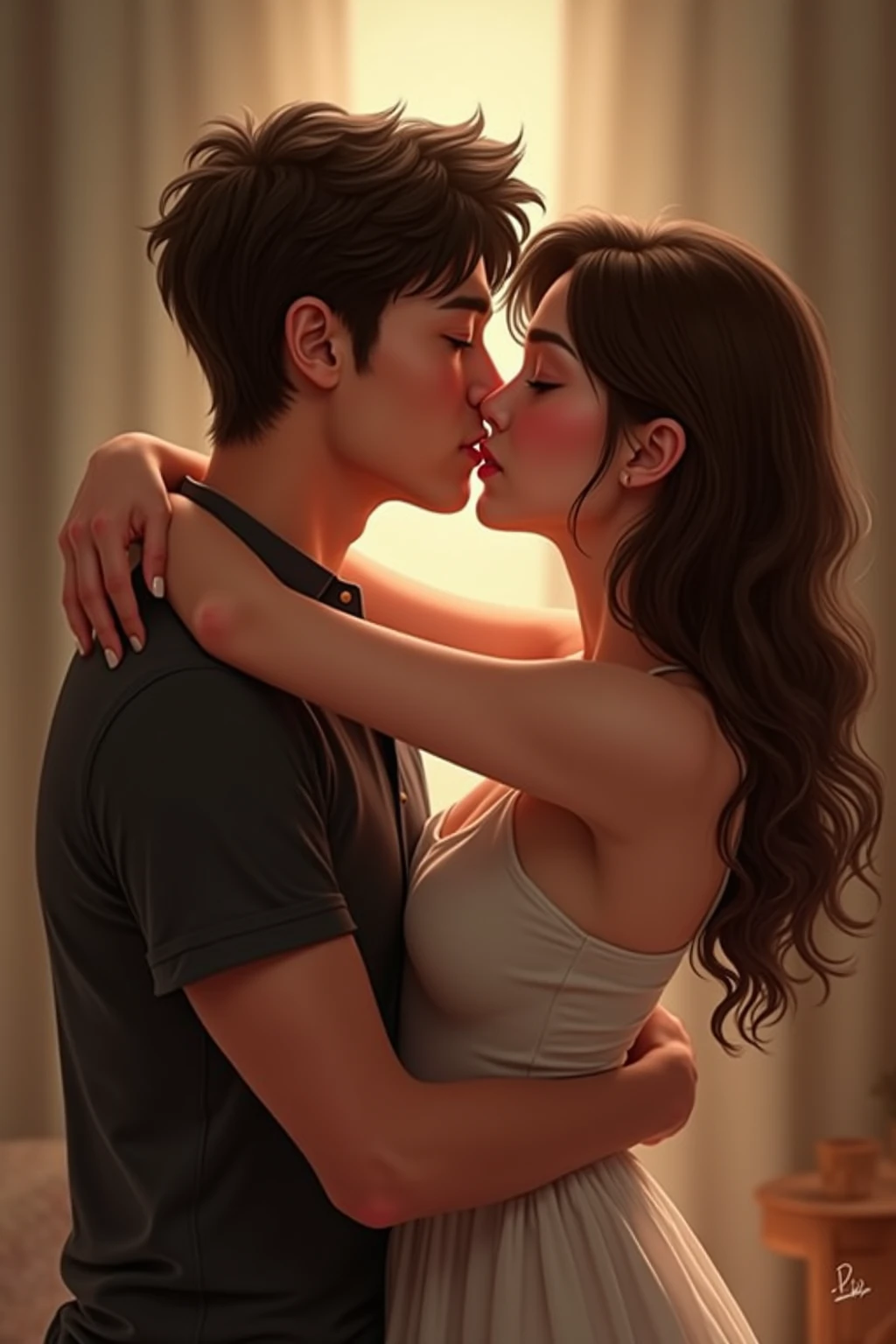 Draw me an Asian woman and a man having sex