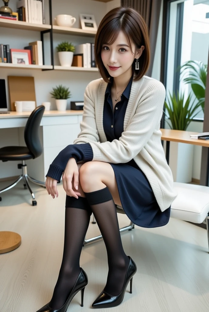 (UHD, masterpiece, anatomically correct, textured skin, super detail, best quality, highres, 8k, bloom, Front Light:1.2, Perfect dynamic composition), natural light from Window,evening,


1girl, solo, long hair, looking at viewer, smile, skirt, brown hair, shirt, black hair,  brown eyes, sitting, Jacket, black tops, skirt,pantyhose, high heels,crossed legs, head rest, stairs, realistic, sitting on stairs, in old school,