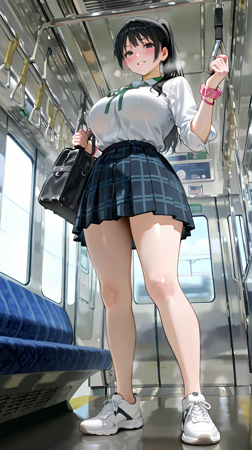 Shooting from directly below、Cinema Lighting、Highest quality、Station stairs、Photo taken from the bottom of the stairs、Station stairsを歩いて登る女の子、Huge breasts、Beautiful breasts、(Kitagawa.Marine)See-through panties、high school girl、、orgasm、Bukkake、whole body、Walk up the stairs