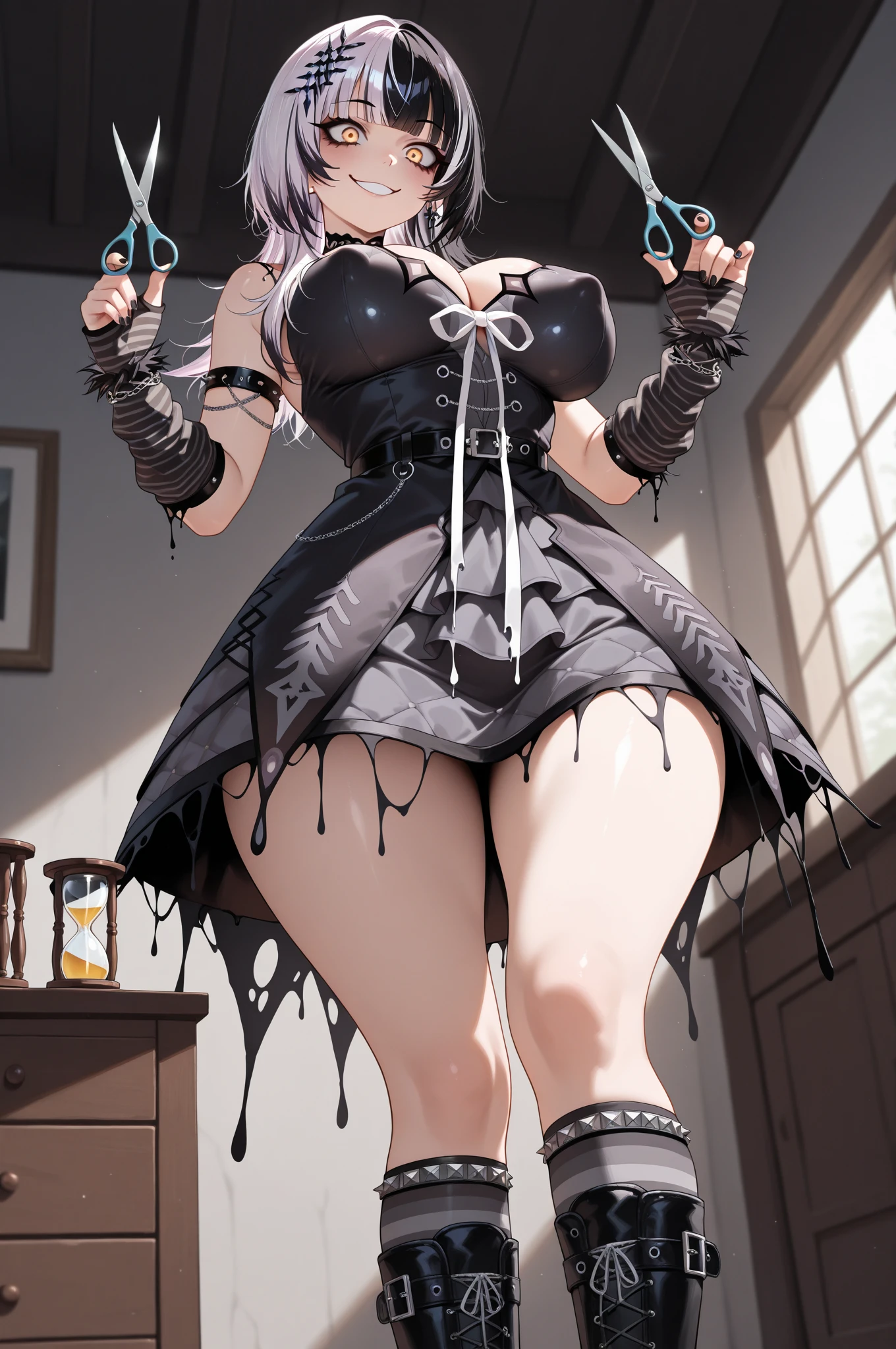 white hair,teenage girl,Big breasts