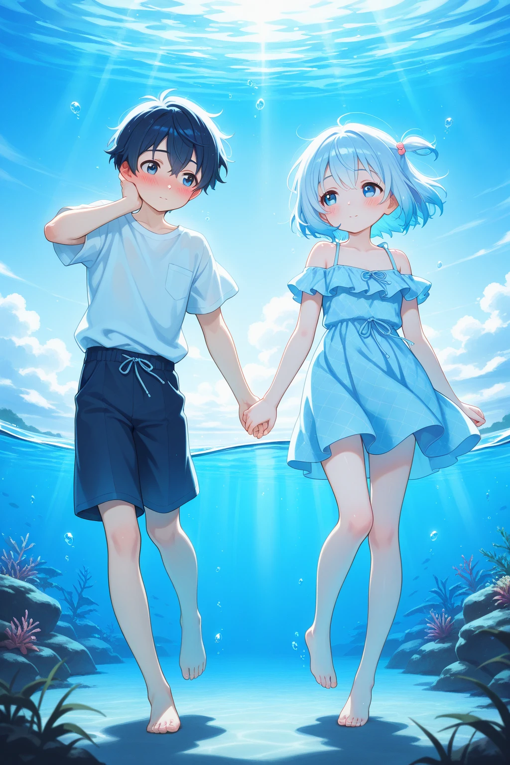 A boy and a girl,Oceanarium,Selfies,anime big breast