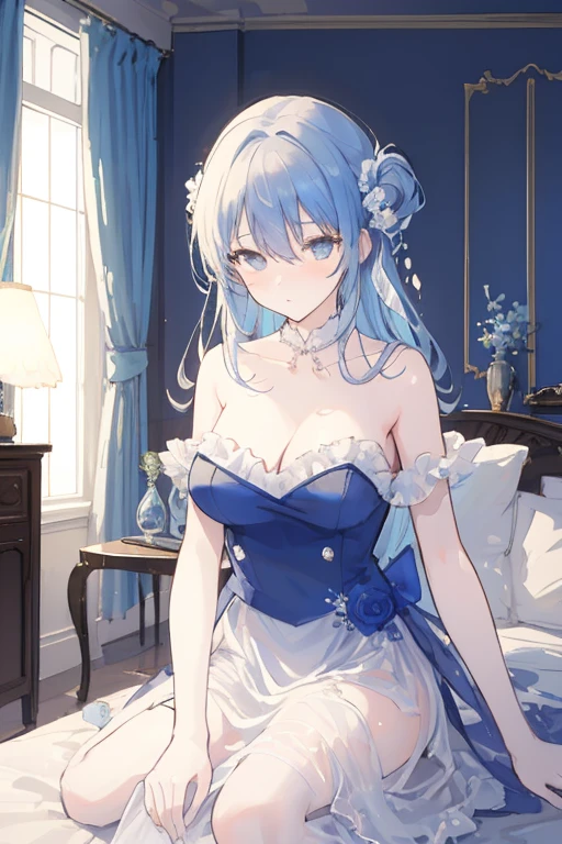 Cosplay Snow White,The seven dwarfs merged into Snow White,Magic mirror decoration magic mirror decoration light blue glass mirror magic mirror feeling,A little bit of flirtation,Blue, white, yellow and red color scheme