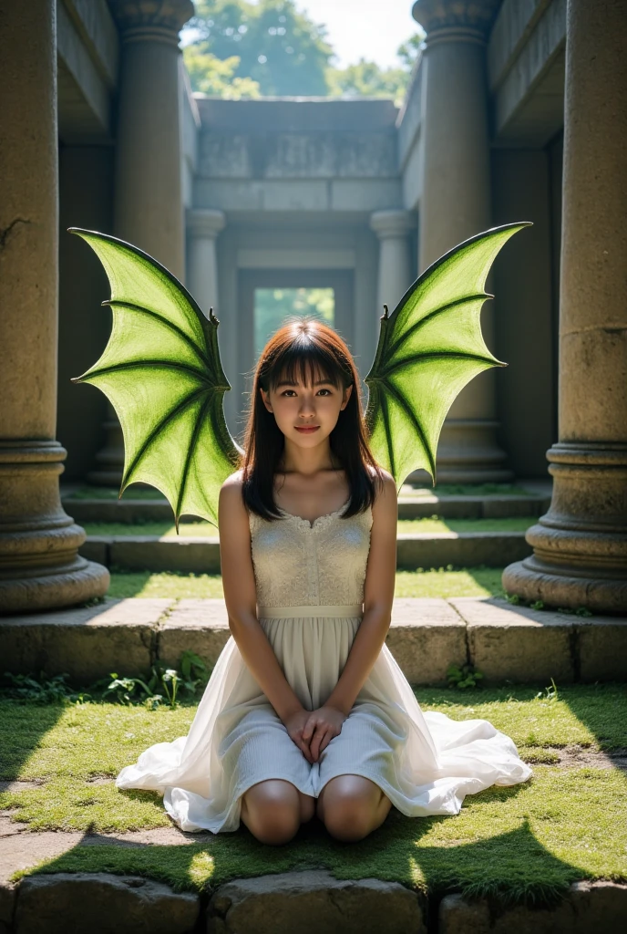 hyper realistic, photographic, girl, (skindentation), (small breasts:1.2), (dragon tattoo on hip:1.2),(blur background:0.6), (woods:1.2), day, outdoor, (casual yet stylish, full nude, no dress:1.5), gorgeous, (bangs, short hair:1.5), (floating hair:1.2), (dynamic pose:1.2), soft lighting, wind, (front light:1.5), makeup,
