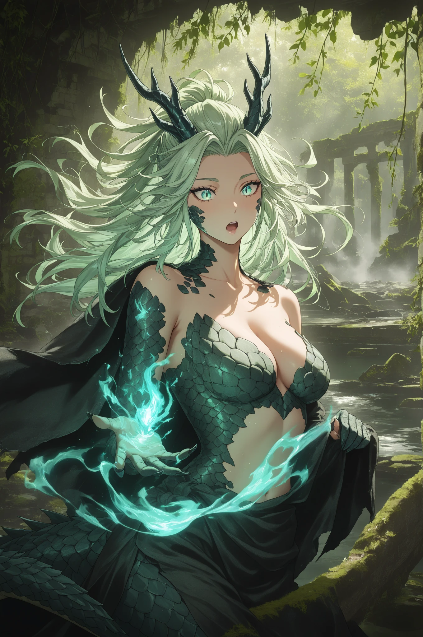 best qualityer, work of art, 8K, eve, stellar blade, kinematics, green clothing, badass, sexly