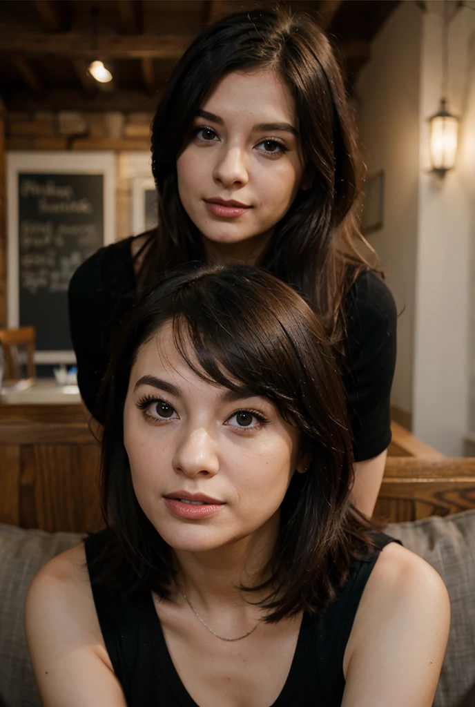 Upper body, Realistic photograph of a beautiful gorgeous young cute Asian woman, 22yo., detailed face, Realistic texture human skin, very beauty long and slender bright glowing face, curved eyebrows, droopy hooded eyes, wavy nose, bright smiling, full wide lips, studio portrait, (((young Marion Cotillard blended face mixed with young Anne Hathaway))), dressed vibrant yellow sleeveless crop top, sits elegantly burgundy chair, Leica SL3, Summicron-SL 75mm ASPH, F/1.8, (cinematic still:1.2), Film Never Die Kiro 400 film, bokeh, rim lighting, silhouette, shallowed depth of field,